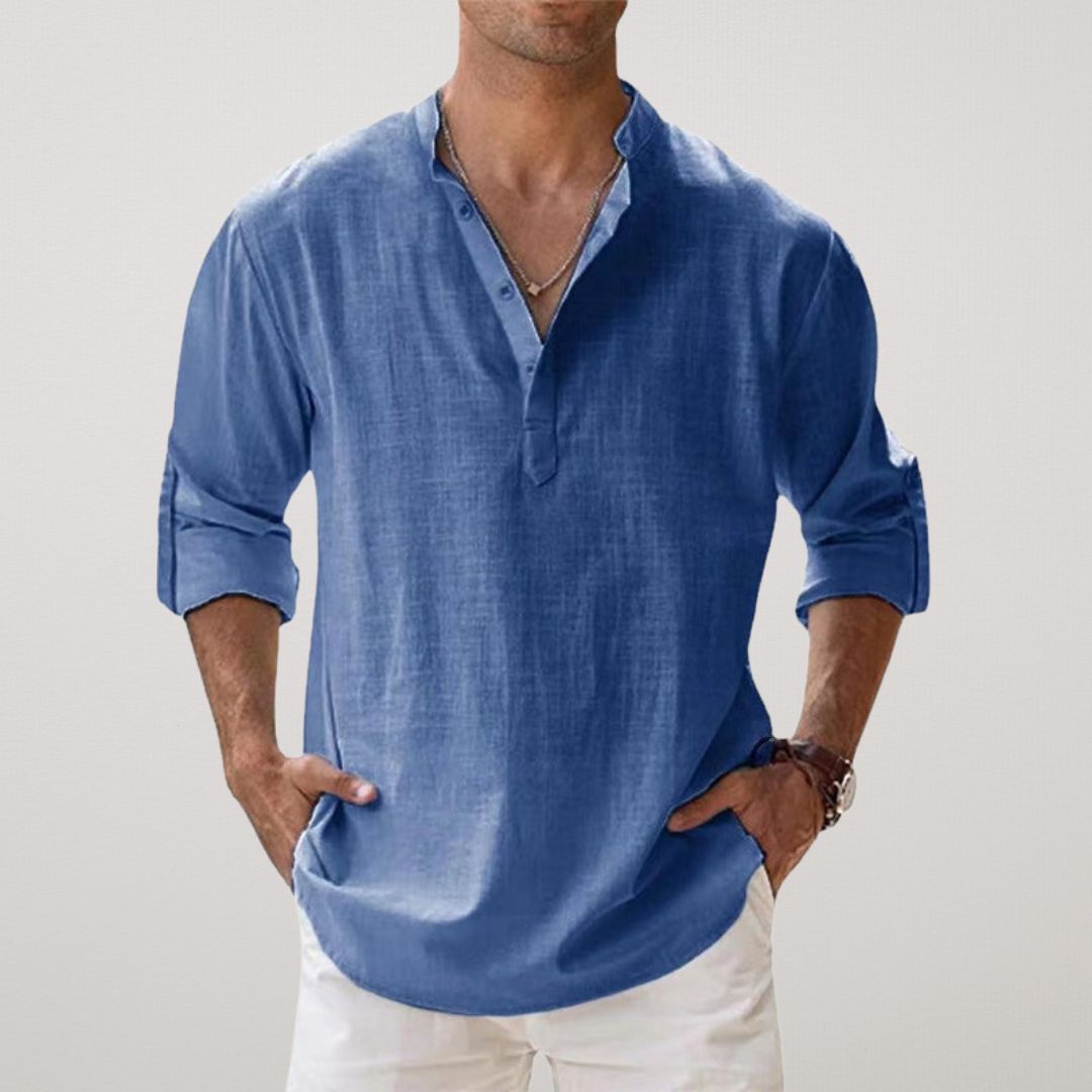 Ana&José | Camisa Henley de algodón con efecto lino
