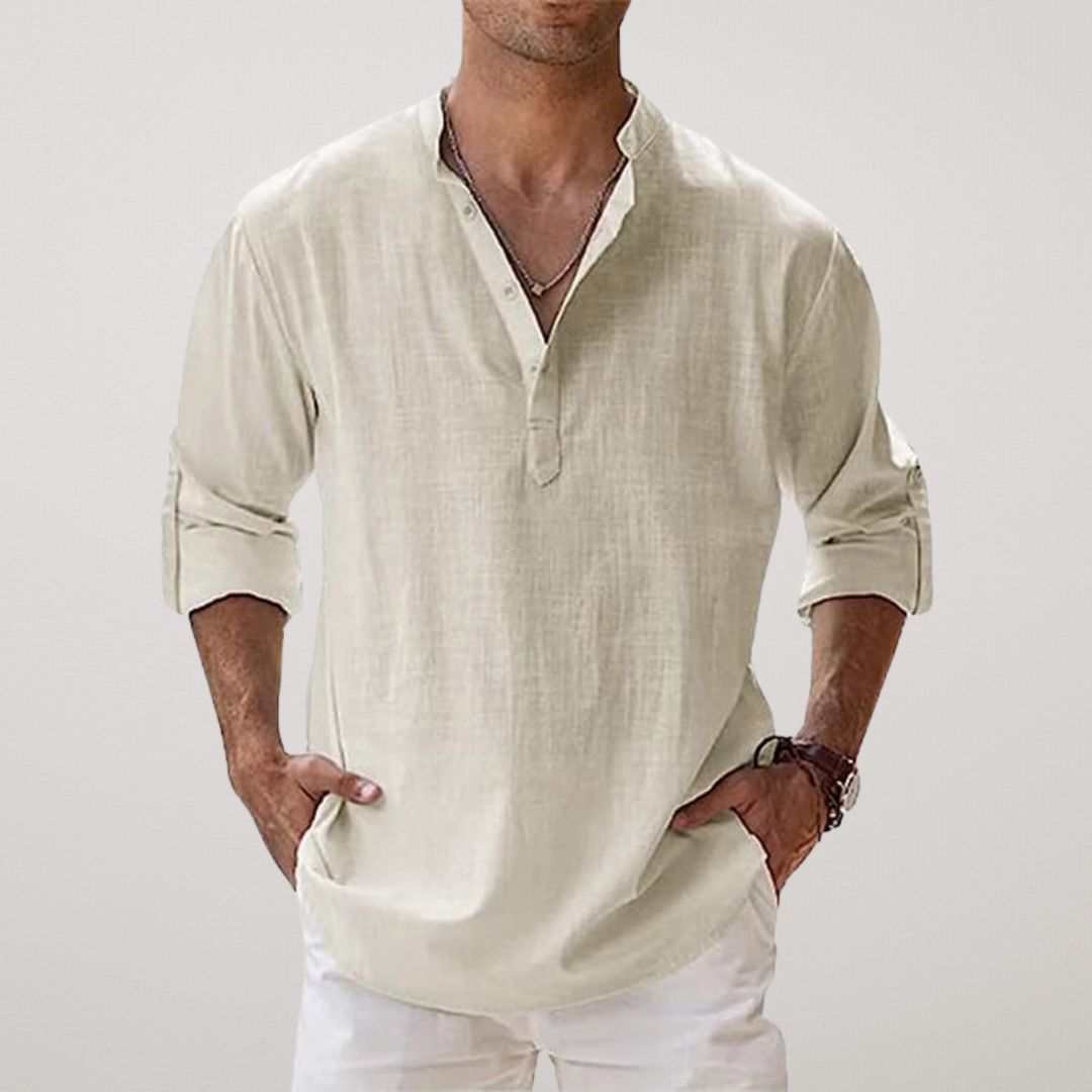 Ana&José | Camisa Henley de algodón con efecto lino